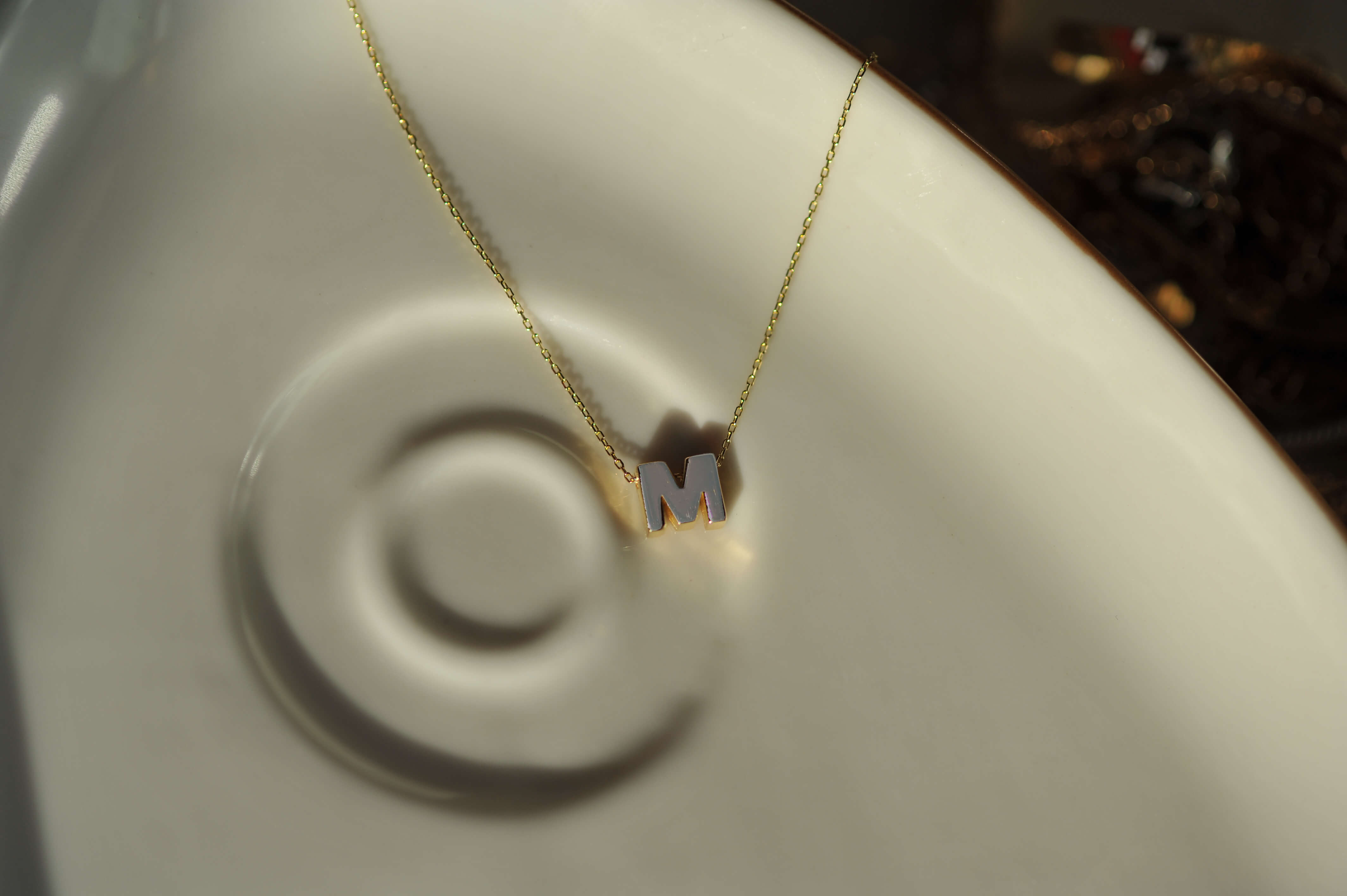 14K Gold Dainty Initial Necklace